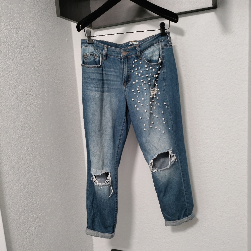 Project Runway Faux Pearl Boyfriend Jeans size 6